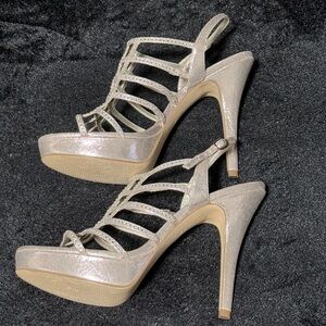 Adrianna Papell Boutique Gold Strap Sandal Heels